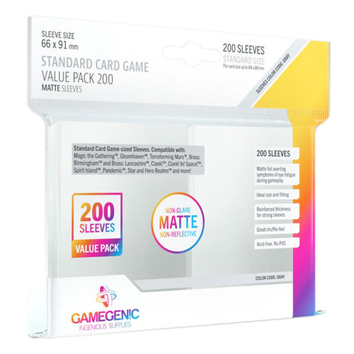 Matte Standard Card Game Value Pack Sleeves 66X91Mm (200)